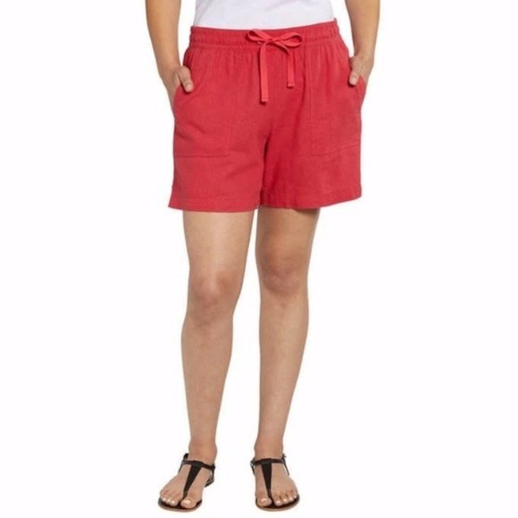 NWT NAUTICA Ladies Linen Blend Pull On Shorts - Rose Coral (Red) - Picture 1 of 5